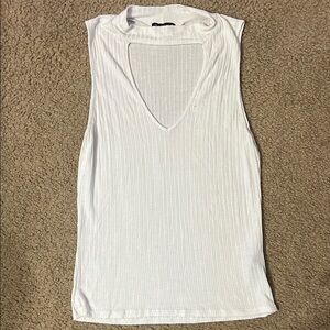 Timing White Ribbed Cut Out Tank Top
